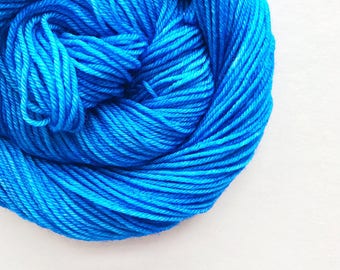 FRENCH BLUE hand dyed yarn fingering sock dk bulky yarn super wash merino wool yarn single or ply. choose your base. medium blue