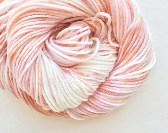 LOBSTER CREAM hand dyed yarn speckle. choose your base from fingering, sock, dk, or bulky yarn. white cream pale pink yarn speckle yarn