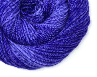 DEEP PERI hand dyed yarn fingering sock dk bulky yarn super wash merino wool yarn. choose your base. dark periwinkle purple blue yarn