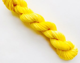 LIKE BUTTER hand dyed yarn mini skein. sock fingering yarn, merino wool superwash knitting crochet sock DK mini. medium butter yellow yarn