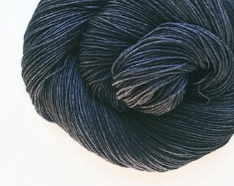 CHARCOAL hand dyed yarn fingering sock dk bulky yarn super wash merino wool yarn single or ply. you choose your base. black dark grey yarn