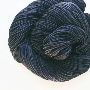Charcoal Hand Dyed Superwash Merino Wool Yarn: Fingering, DK, Bulky