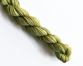 WILLOW hand dyed yarn mini skein. sock fingering DK yarn, merino wool knitting embroidery. choose your yarn base. golden green yellow yarn