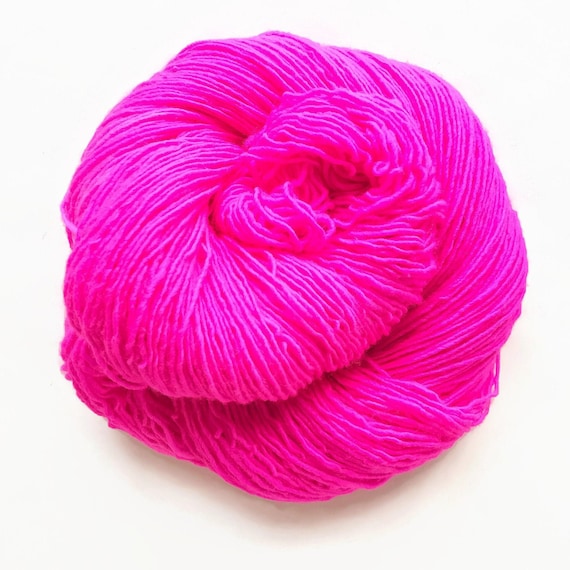 BUBBLE Pink Hand Dyed Yarn Fingering Sock Dk Bulky Yarn Merino Wool Yarn  Single or Ply. You Choose Your Base. Neon Hot Pink Yarn 