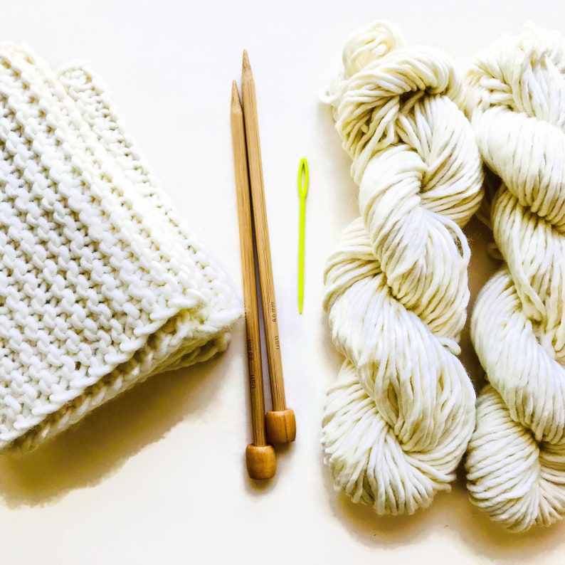 Scarf 1 Knitting Kit With Pattern Simple Garter Stitch Scarf Easy Knitting Kit For Beginners Or Anyone Great Quick Gift Complete Kit