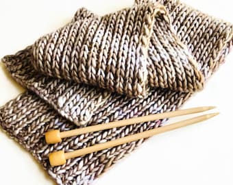 Scarf #2 Knitting Kit with Pattern - Simple 1x1 Rib Stitch Scarf. Easy knitting kit for beginners or anyone - Great quick gift! Complete Kit