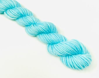 ROBIN'S EGG hand dyed yarn mini skein. sock fingering DK yarn, merino wool superwash knitting embroidery. 4 ply. pale blue green yarn