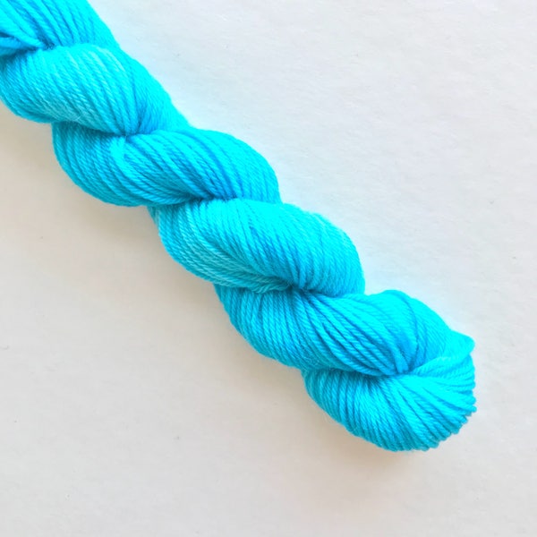 Reef Encounter Hand Dyed Yarn Mini Skein: Turquoise Merino Wool
