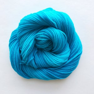 REEF ENCOUNTER hand dyed yarn fingering sock dk bulky yarn merino wool yarn single or ply. choose your base. light turquoise blue yarn image 2