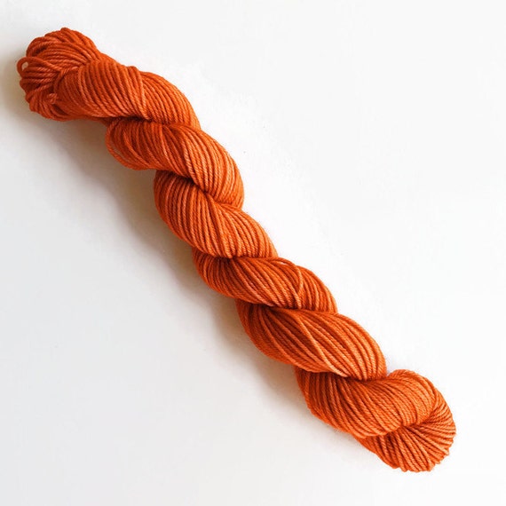 BURNT ORANGE Hand Dyed Yarn Mini Skein. Fingering DK Yarn, Merino Wool  Knitting, Crochet Choose Your Yarn Base. Pumpkin Burnt Orange Yarn 