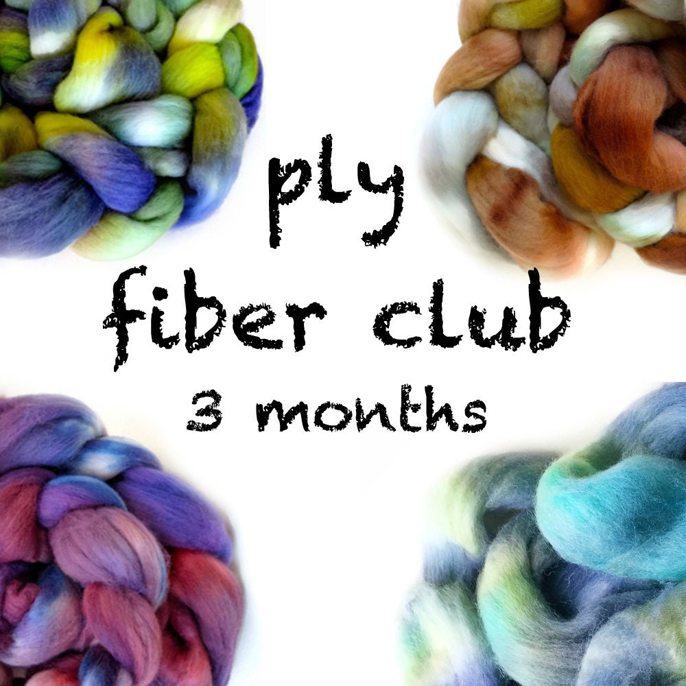 Hand Dyed Wool Roving Fiber Club: 3-Month Spinning/Felting Subscription