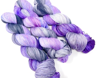 NIGHT LILAC - a Special Spring Colorway - choose your favorite base. limited edition Indie Hand Dyed Speckle Yarn