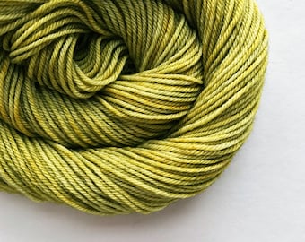 GREEN TEA hand dyed yarn fingering sock dk bulky yarn super wash merino wool yarn single or ply. you choose your base. sage olive moss yarn