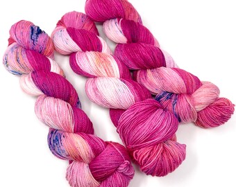 PEONIES AND BLUEBERRIES - a Special Spring Colorway - choose your favorite base. limited edition Indie Hand Dyed Speckle Yarn