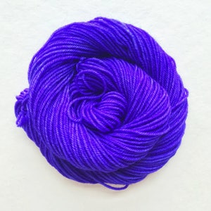 DEEP VIOLET hand dyed yarn fingering sock dk bulky yarn super wash merino wool yarn single or ply. choose your base. dark violet purple yarn image 2