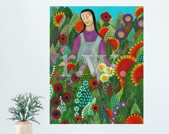 God is Good by Rose Walton folk art painting gift for gardener art for gardeners community garden painting colorful art
