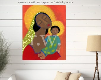 The African Madonna by Rose Walton folk art painting religious art Catholic painting Mother's Day gift Holy Mary Mother of God bright art