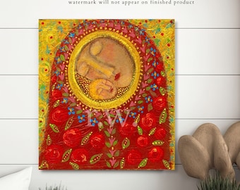 Circle of Love Madonna by Rose Walton canvas wrap print gift for folk art collector religious Catholic gift Blessed Mother art