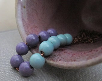 Blue Necklace, Purple Necklace, Enameled Copper, Copper Necklace, Copper, Copper Jewelry, Blue and Purple