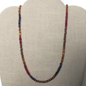 Gemstone Necklace, Red Ruby, Blue Sapphire, Hessonite Garnet, Copper Necklace, Beaded Jewelry, Golden Amber image 4