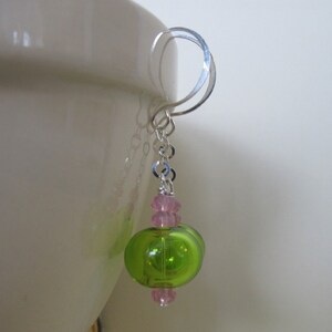 Hollow Glass, Glass Earrings, Silver Earrings, Lime Green, Pale Pink, Silver Jewelry, Silver Chain, Sterling Silver image 5