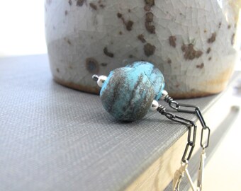 Blue Glass, Glass Earrings, Blue Earrings, Silver Earrings, Funky Earth, Lampwork Glass, Oxidized Silver, Sterling Silver