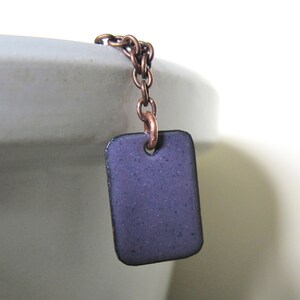 Purple Necklace, Enameled Necklace, Copper Necklace, Enameled Copper, Dark Violet, Geometric Necklace, Purple Tile, Copper Chain image 3