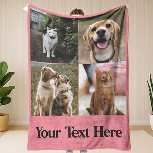 Custom Pet Photo Blanket, Personalized Photo Blanket, Dog Blanket, Picture Plush Blanket, Cat Blanket, Dog Mom Gift, Photo Collage Blanket