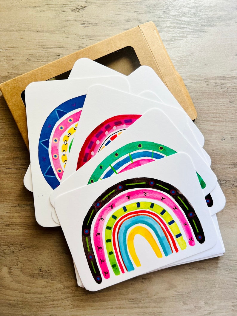 Rainbow Notecards single side with envelope set of 8 cards image 1