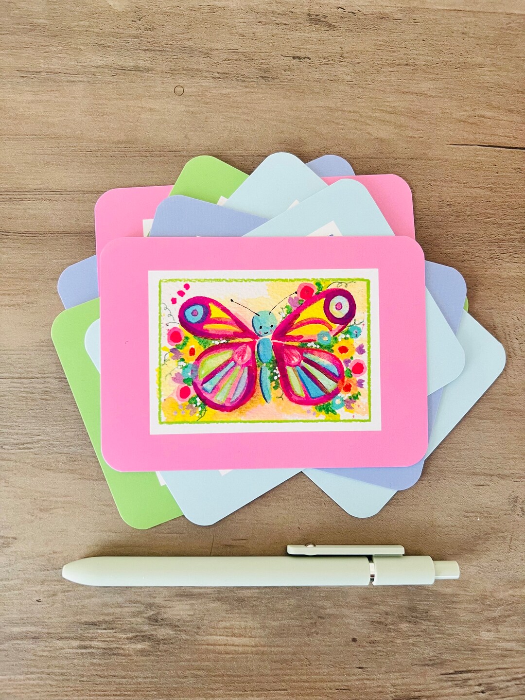 Butterfly Thank You Card Set: Watercolor Art Note Cards - Etsy