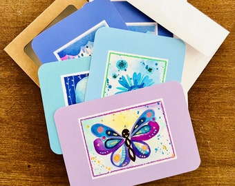 Bye Blues set of 8 one sided notecards with envelopes