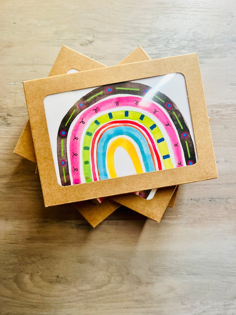 Rainbow Notecards single side with envelope set of 8 cards image 4