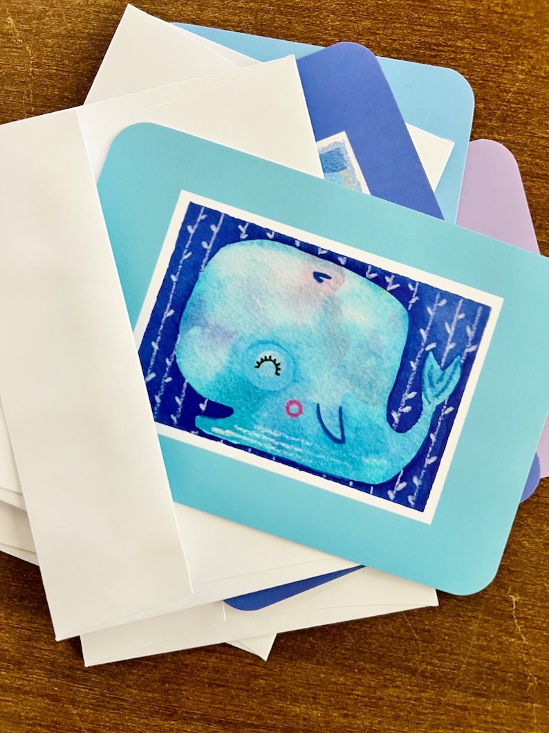 Bye Blues set of 8 one sided notecards with envelopes image 7