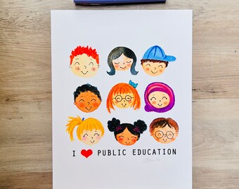 I Heart Public Education art print 8.5x11