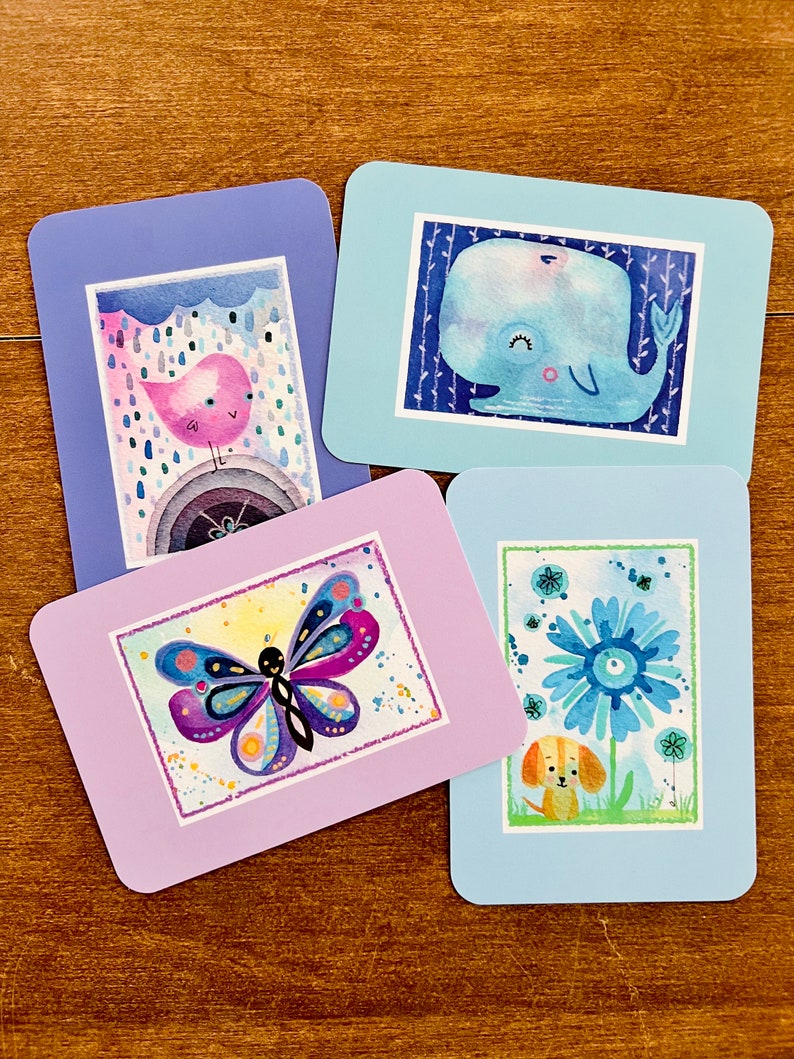 Bye Blues set of 8 one sided notecards with envelopes image 2