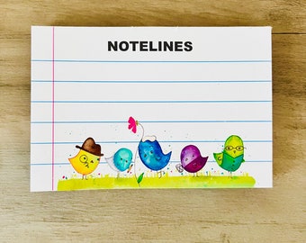 Notelines lined notepad 100 sheets of cute bird Dateline themed fan art