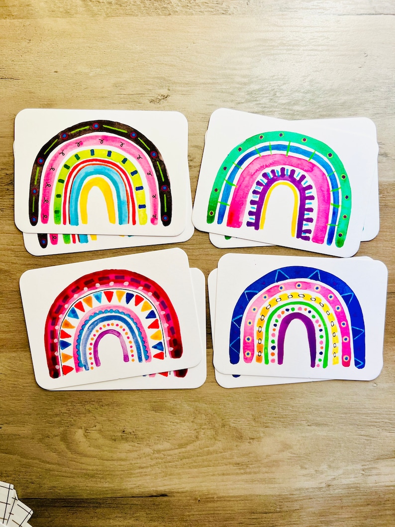 Rainbow Notecards single side with envelope set of 8 cards image 2