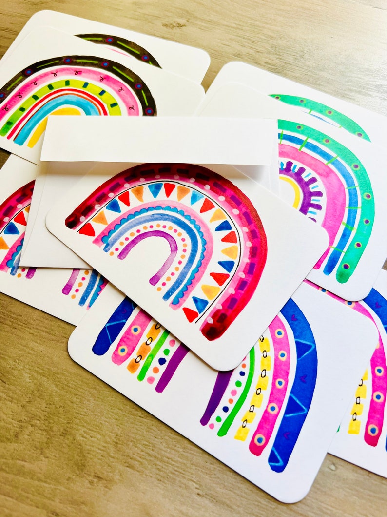 Rainbow Notecards single side with envelope set of 8 cards image 7