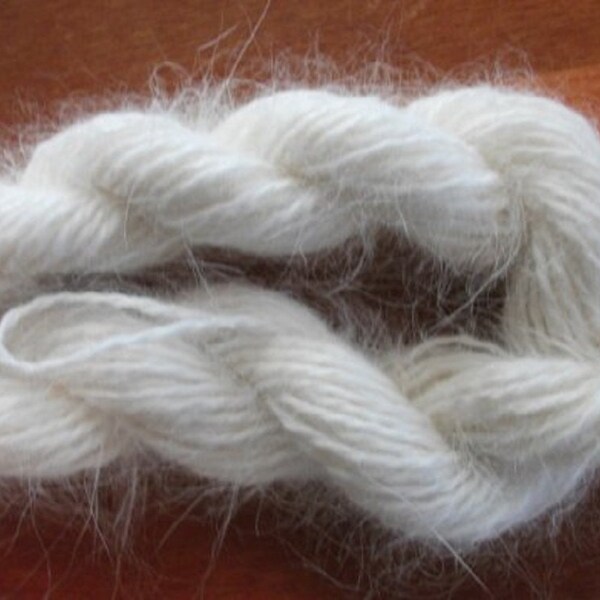 White angora  ONE SKEIN  Natural white 100% angora bunny rabbit fur knitting yarn