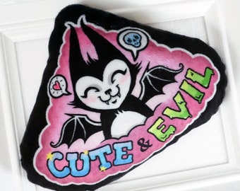 Cute and Evil Batcat - Super soft mini pillow for your bed or sofa