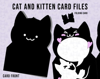 Cat and Kitten Card Digital Project Files - Make your own cute cat card with kitten inside - SVG and PNG Files included, Mother's Day