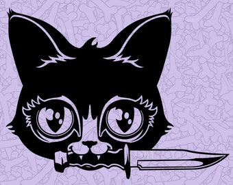 Killer Kitten Permanent Outdoor Decal - Durable Vinyl sticker for your car, home, laptop ANYWHERE