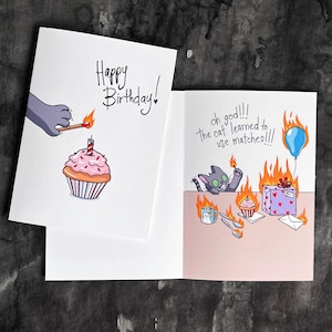 Carte d'anniversaire - carte numérique imprimable, fichiers de carte de voeux d'anniversaire, carte d'anniversaire drôle, carte d'anniversaire drôle de chat, carte avec message à l'intérieur