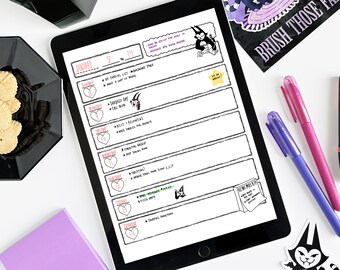 Weekly Planner with Batcat - For Goodnotes and digital planners, digital stickers included, 7 variations, monday start, sunday start, PDF