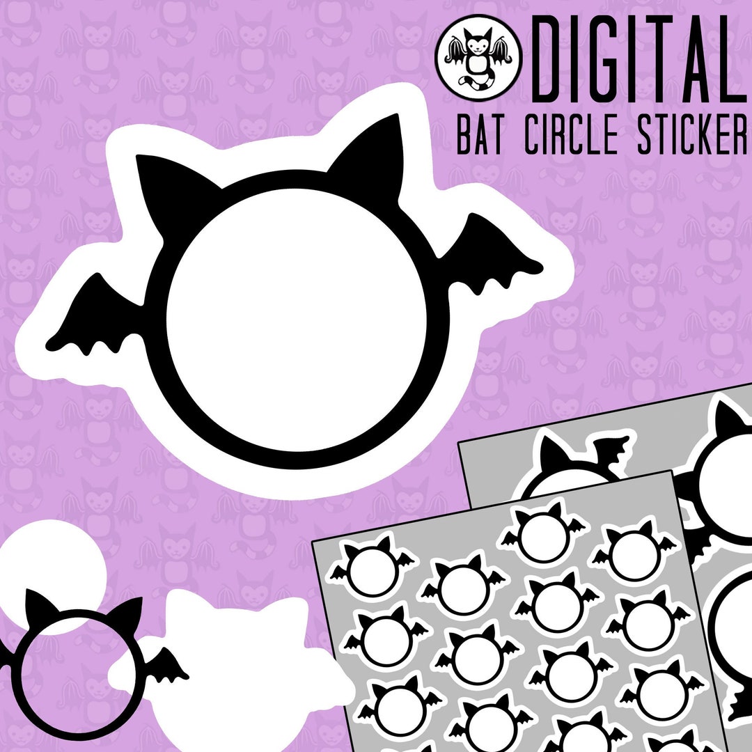 Bat Circle Digital Files Use for Label Stickers and Etsy
