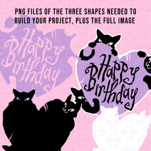 Birthday Cake Topper Digital Files to make your own Happy Birthday sign to decorate a cake or other Birthday Party Projects, Black Cats image 2