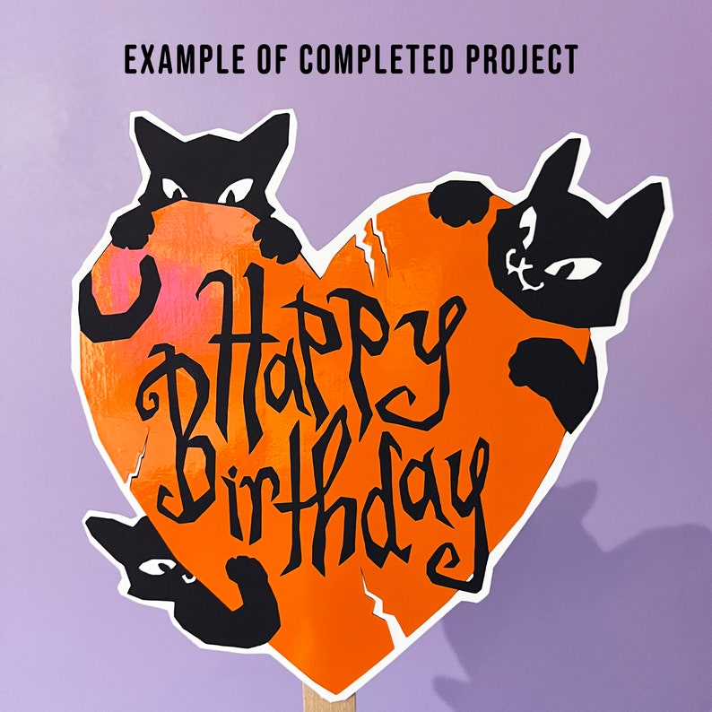Birthday Cake Topper Digital Files to make your own Happy Birthday sign to decorate a cake or other Birthday Party Projects, Black Cats image 3