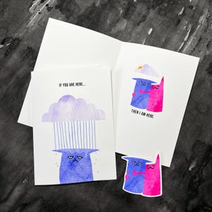 Carte de soutien - Carte d'amitié, Carte de deuil, Carte pour une tristesse, Carte avec un message à l'intérieur, Je suis là, Autocollant en vinyle assorti inclus