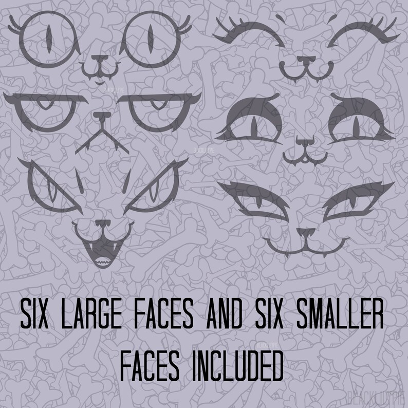 Face Vinyl Decals, Waterproof Matte Black Stickers (12 ct) image 3