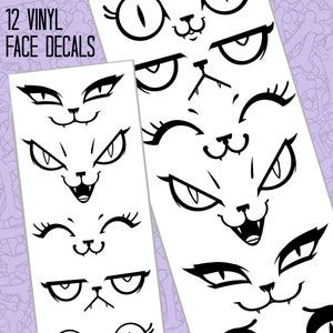 Face Vinyl Decals, Waterproof Matte Black Stickers (12 ct) image 2